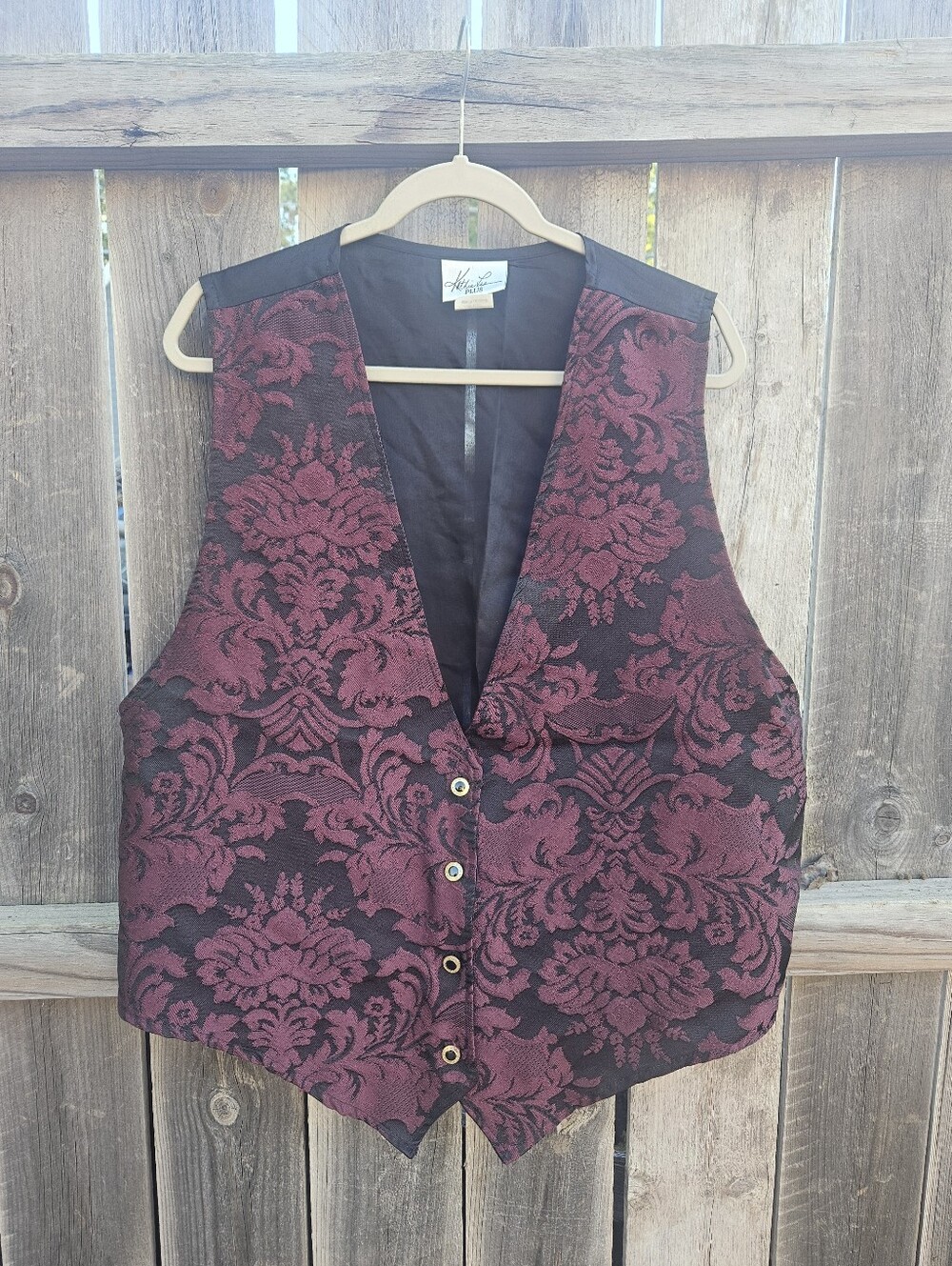 Vintage 90s Kathie Lee Plus Vest Size 24 Floral Tapestry Fall Burgandy Poetcore
